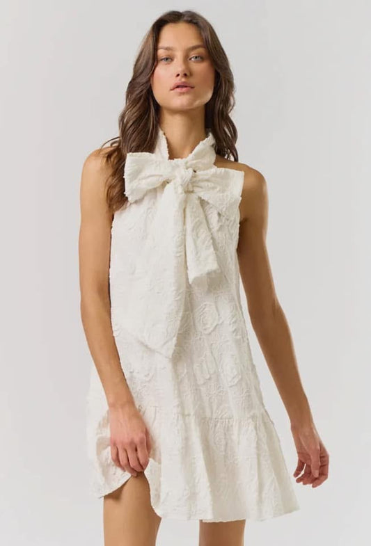 Halter Neck Bow Embellished
Texture Dress