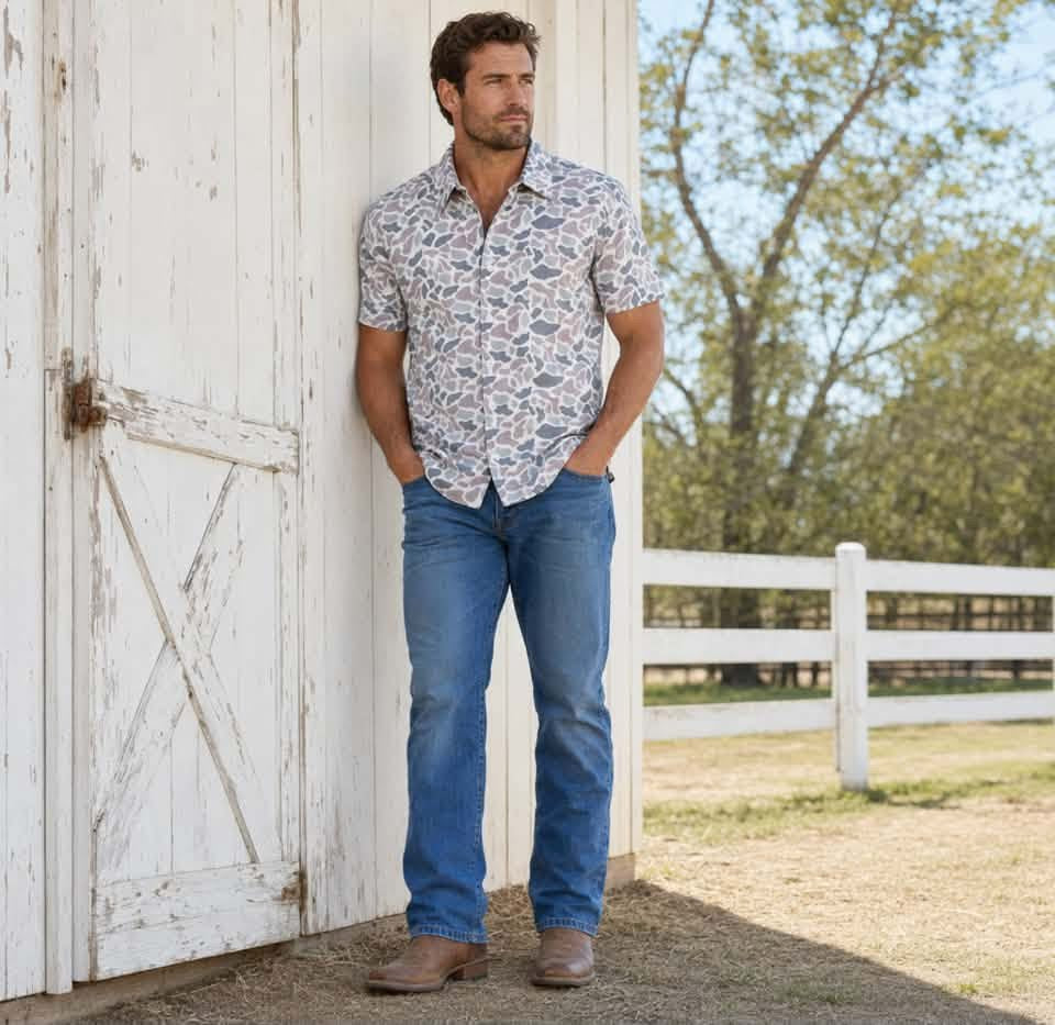 Men's Camo Short Sleeve Button Up - PREORDER