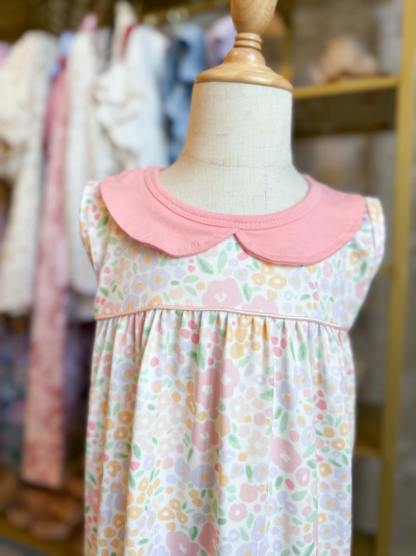 Girls Floral Peter Pan Collar Summer Dress - PREORDER