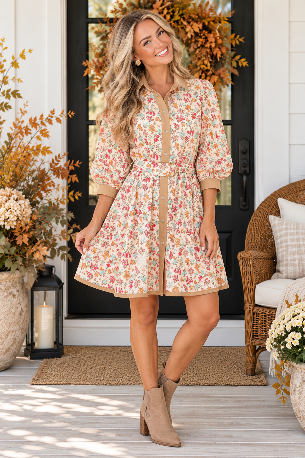 Floral Belted Mini Dress