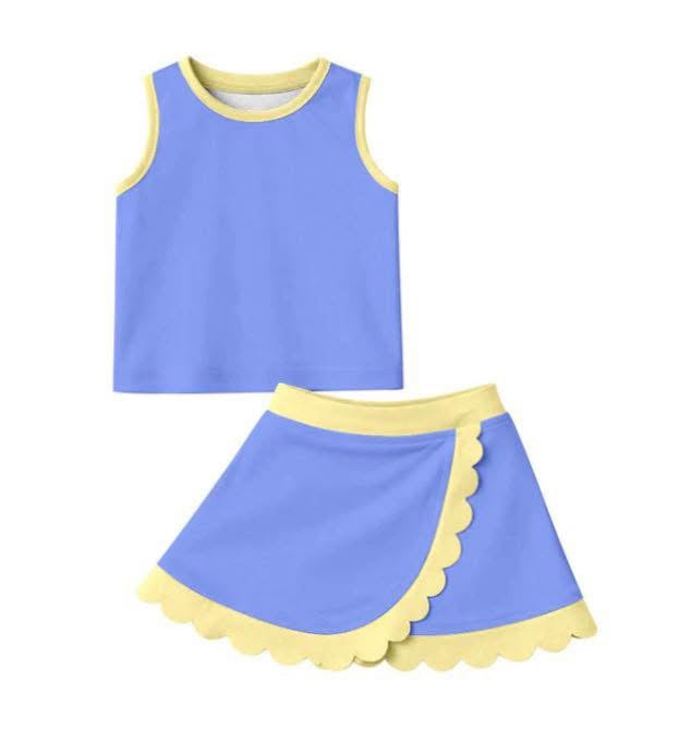 TODDLER CLOTHES LIGHT PURPLE & YELLOW PRINT GIRL SUMMER YOGA SET