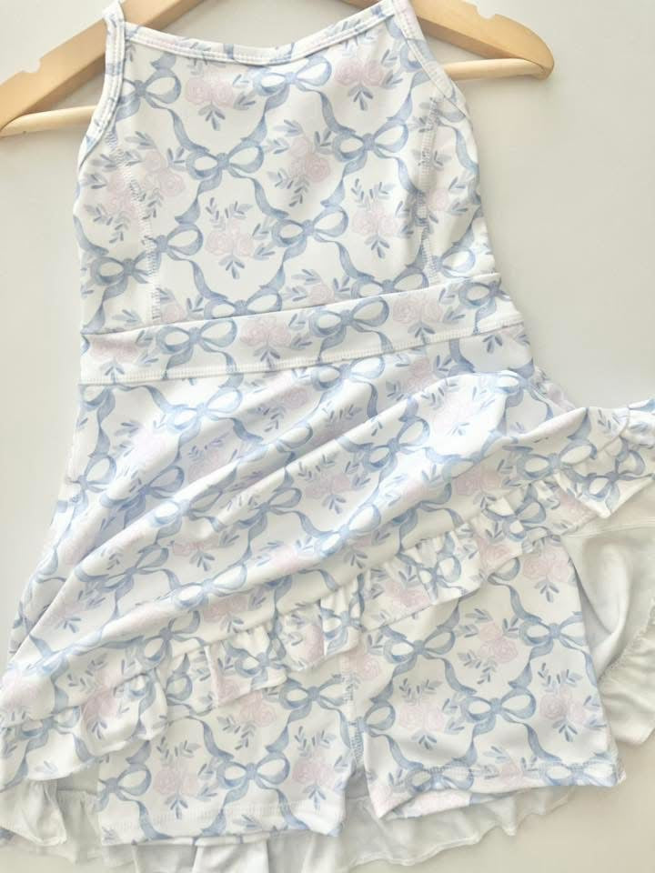 Girls Flowers and Bows Athletic Dress