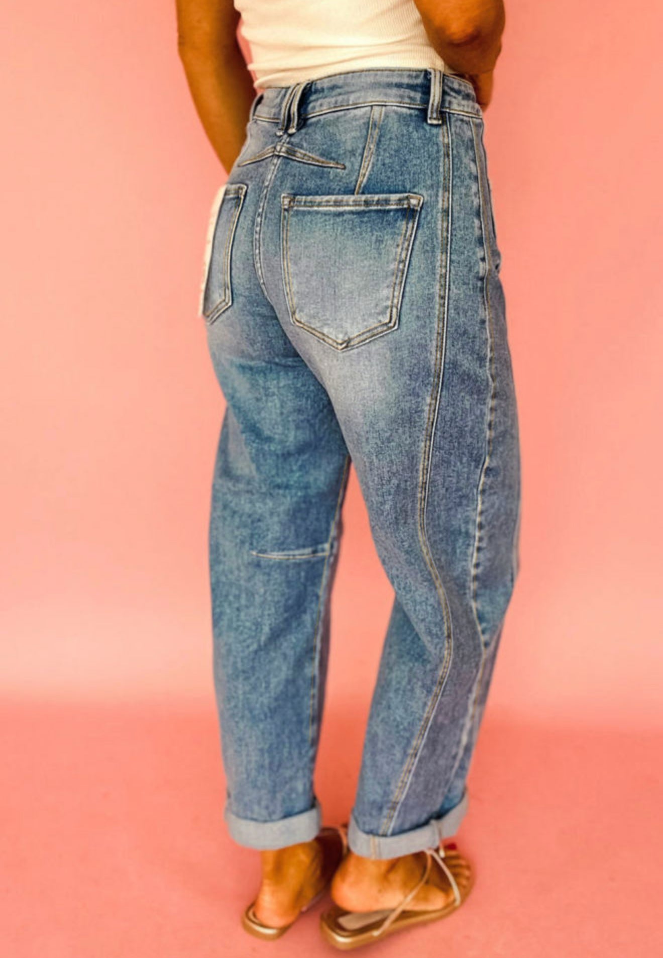 Dusk Blue Vintage Washed Seam Detail Shift Jeans - PREORDER