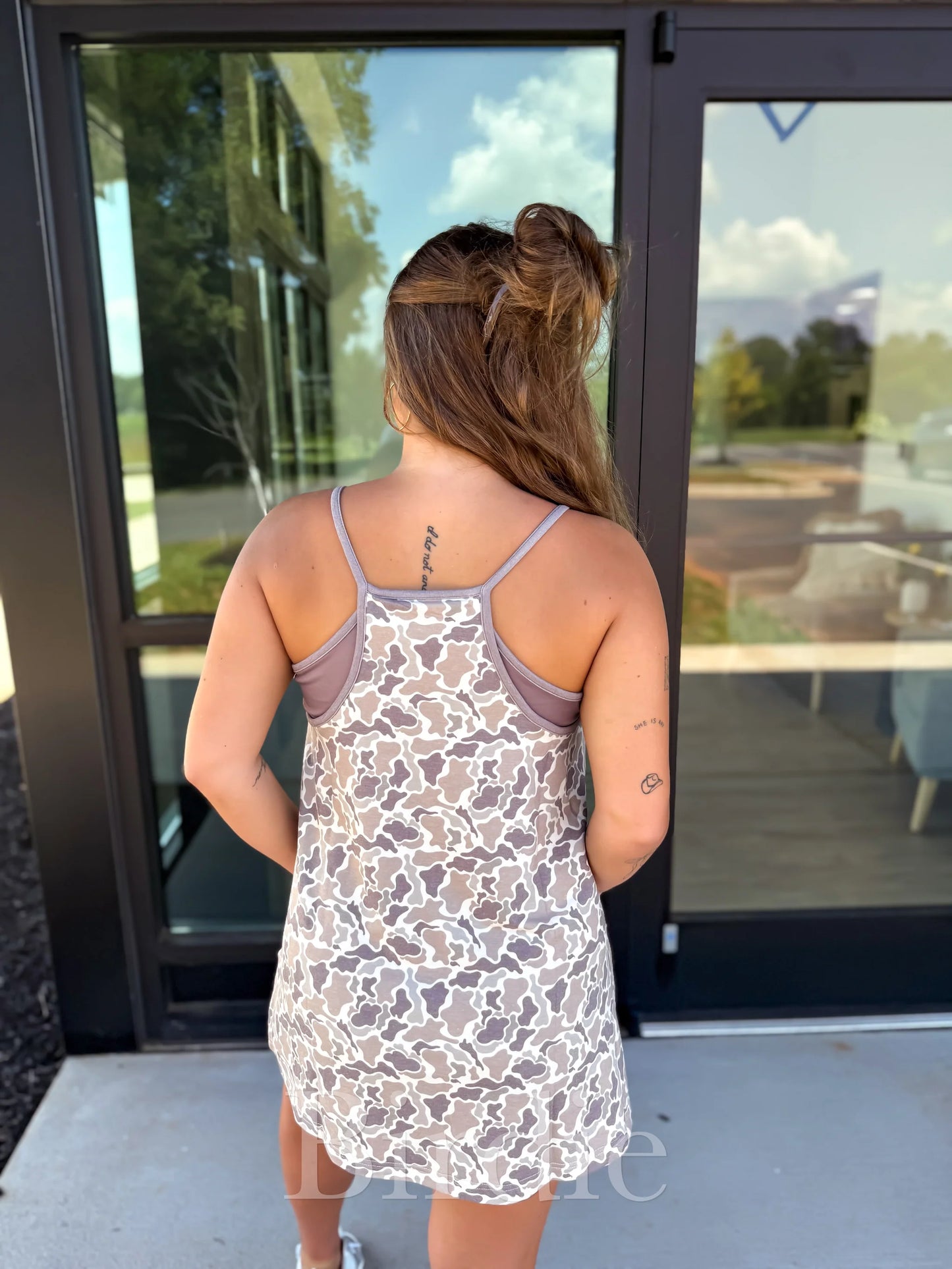 Duck Camo Tank Dress with Built in Bra