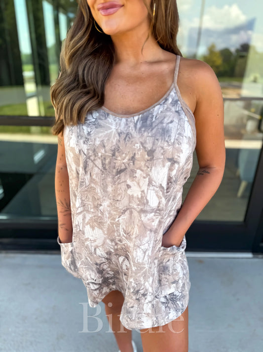 Dark Camo Tank Dress with Built in Bra