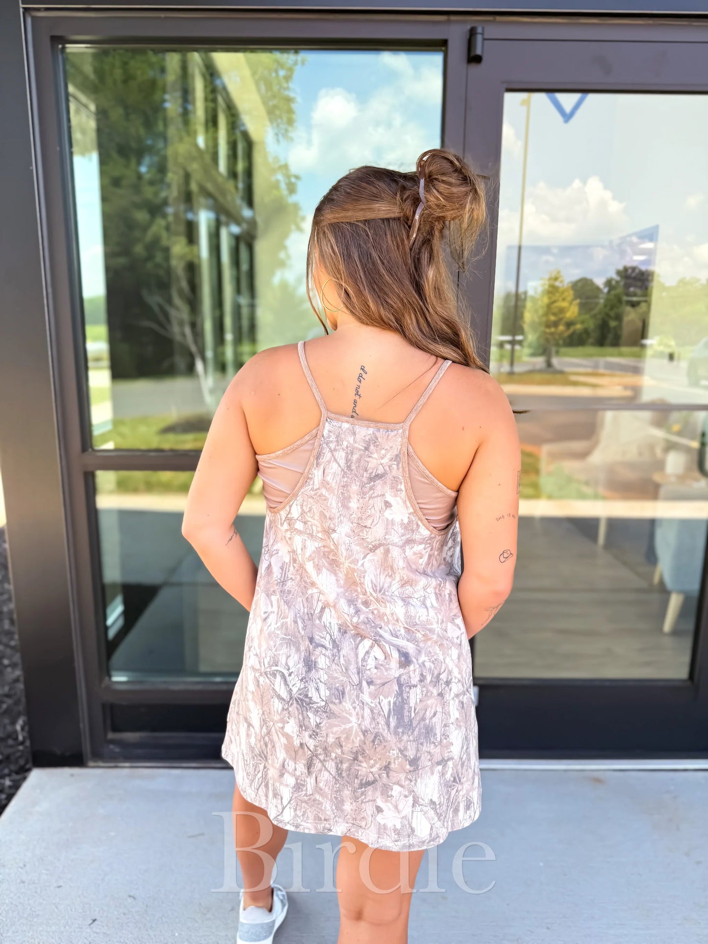 Dark Camo Tank Dress with Built in Bra