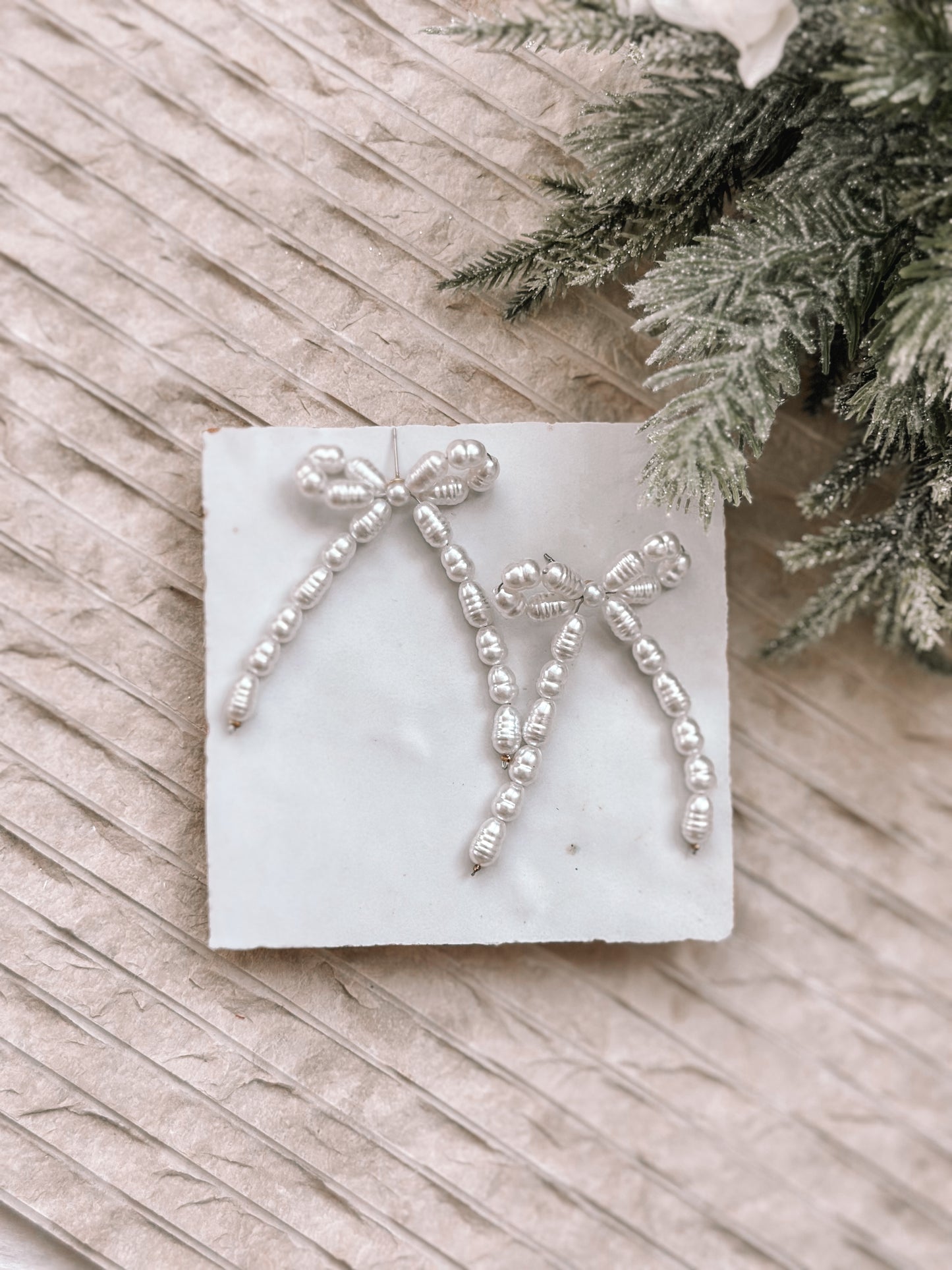 White Bow Earrings