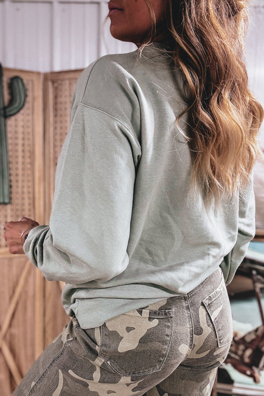 Floral Plaid Striped Embroidered Patch Western Pullover Sweatshirt - PREORDER