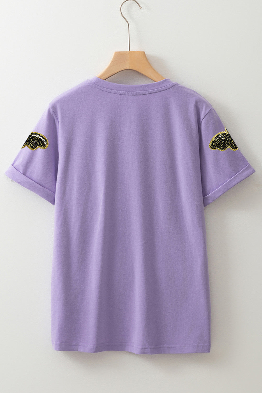 Purple Sequin Halloween Bat Patched Casual T Shirt - PREORDER