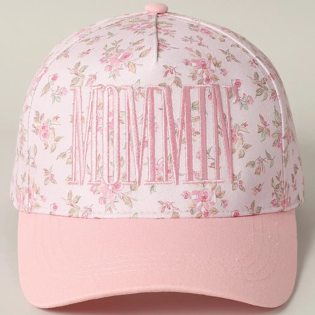 Mommin' Embroidered Flower Pattern trucker Hat