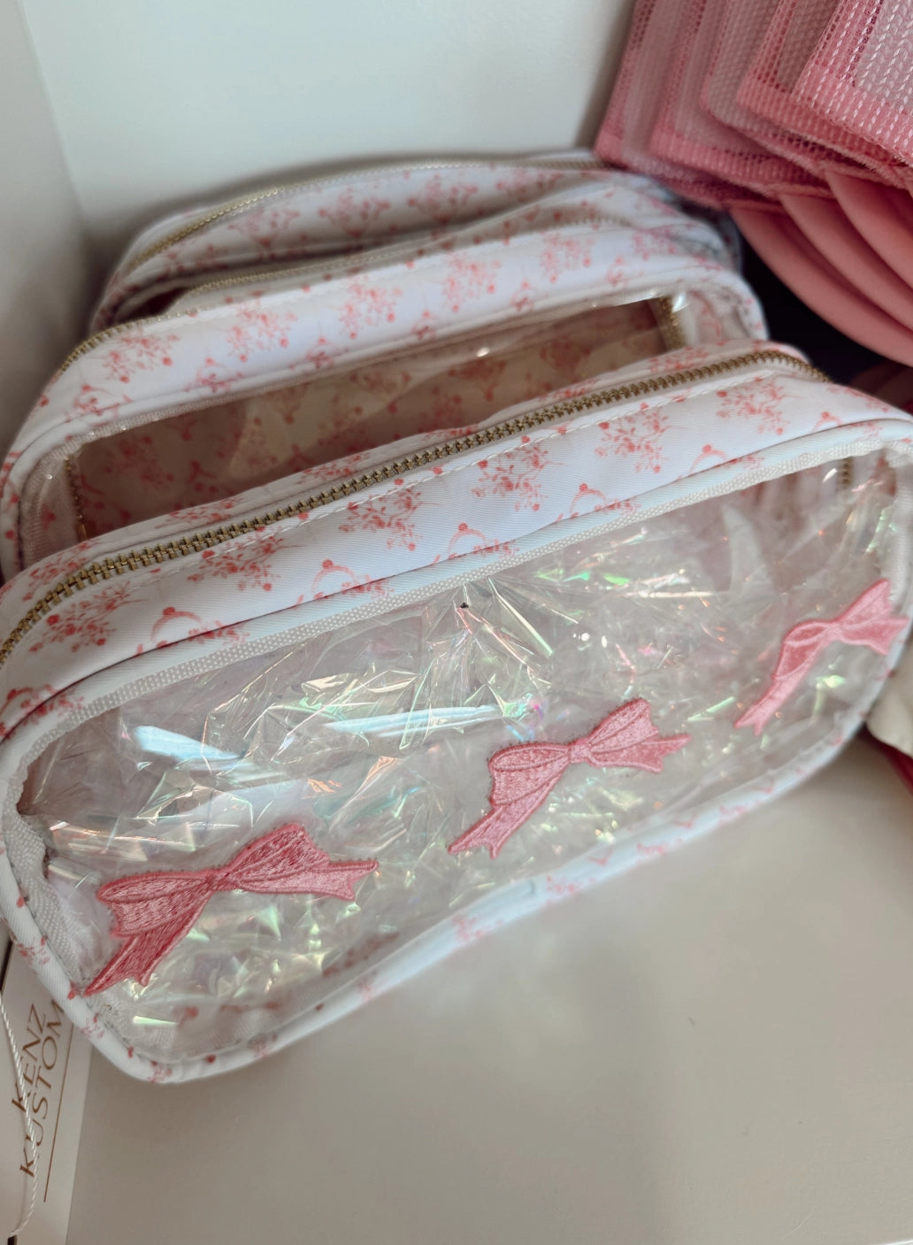 3 Bows Medium - Pink Toile