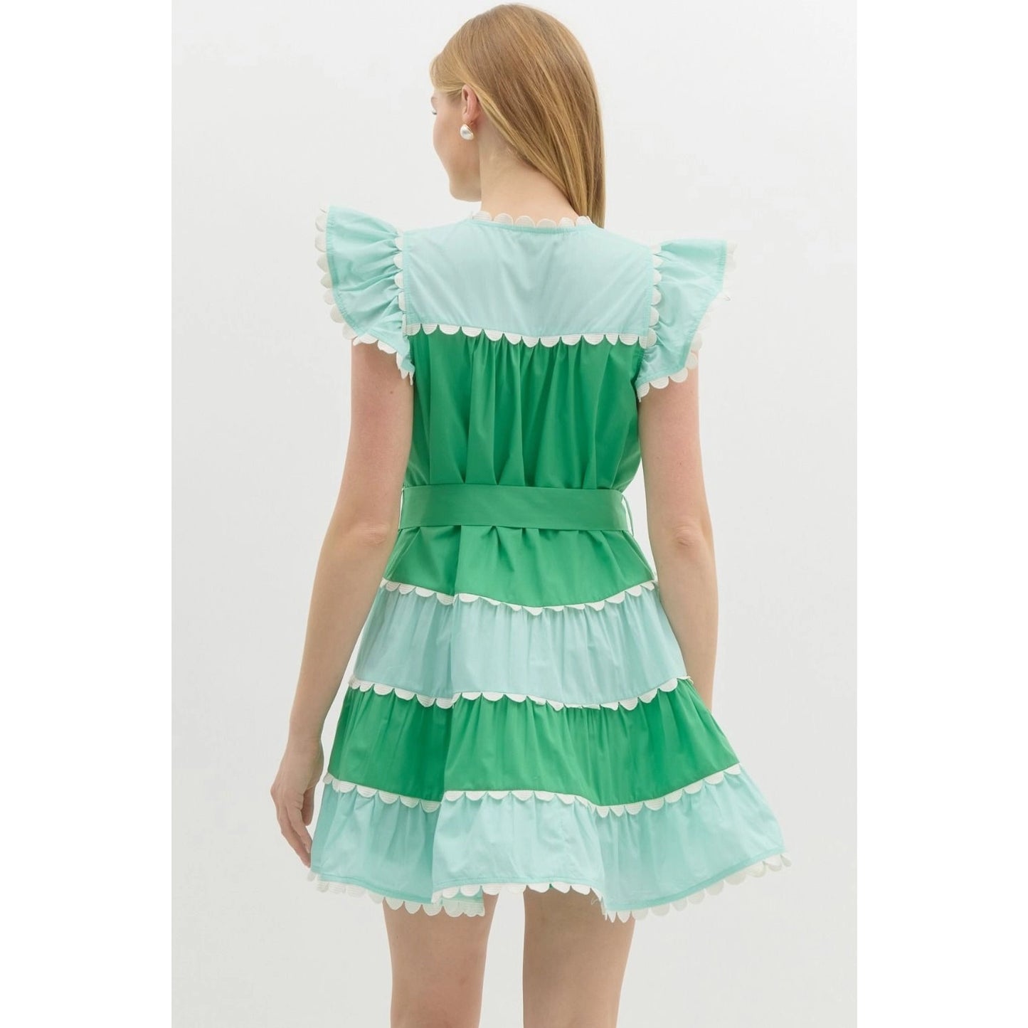 Colorblock Tiered Mini Dress