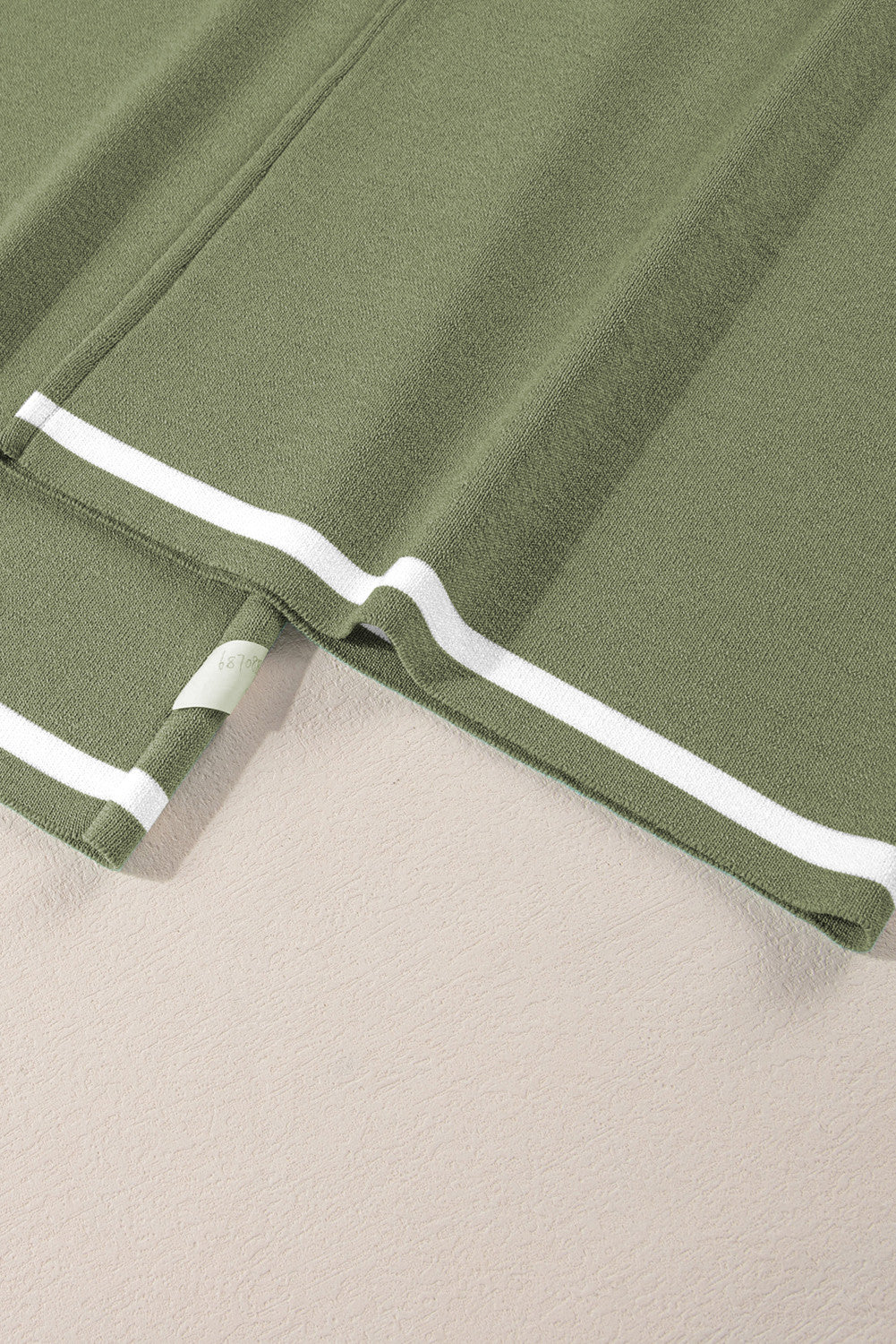 Guacamole Green Contrast Trim Half Sleeve Top Drawstring Pants Loose 2pcs Sweater Suit - PREORDER
