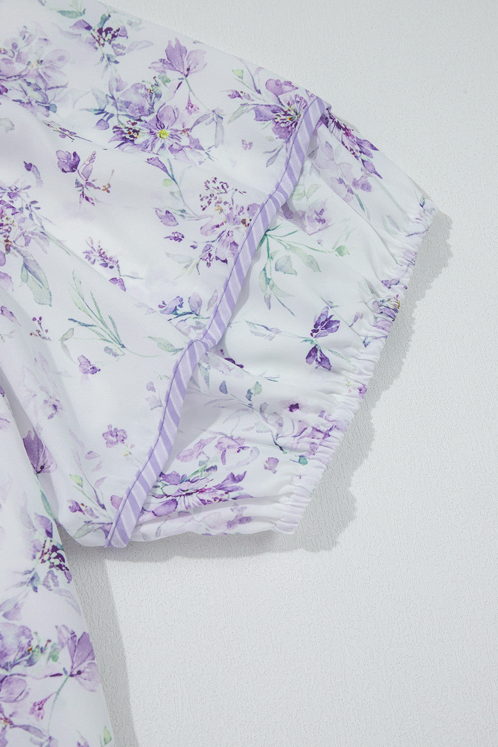 Purple Floral Trimmed Detail Split Neck Plus Size Top - PREORDER