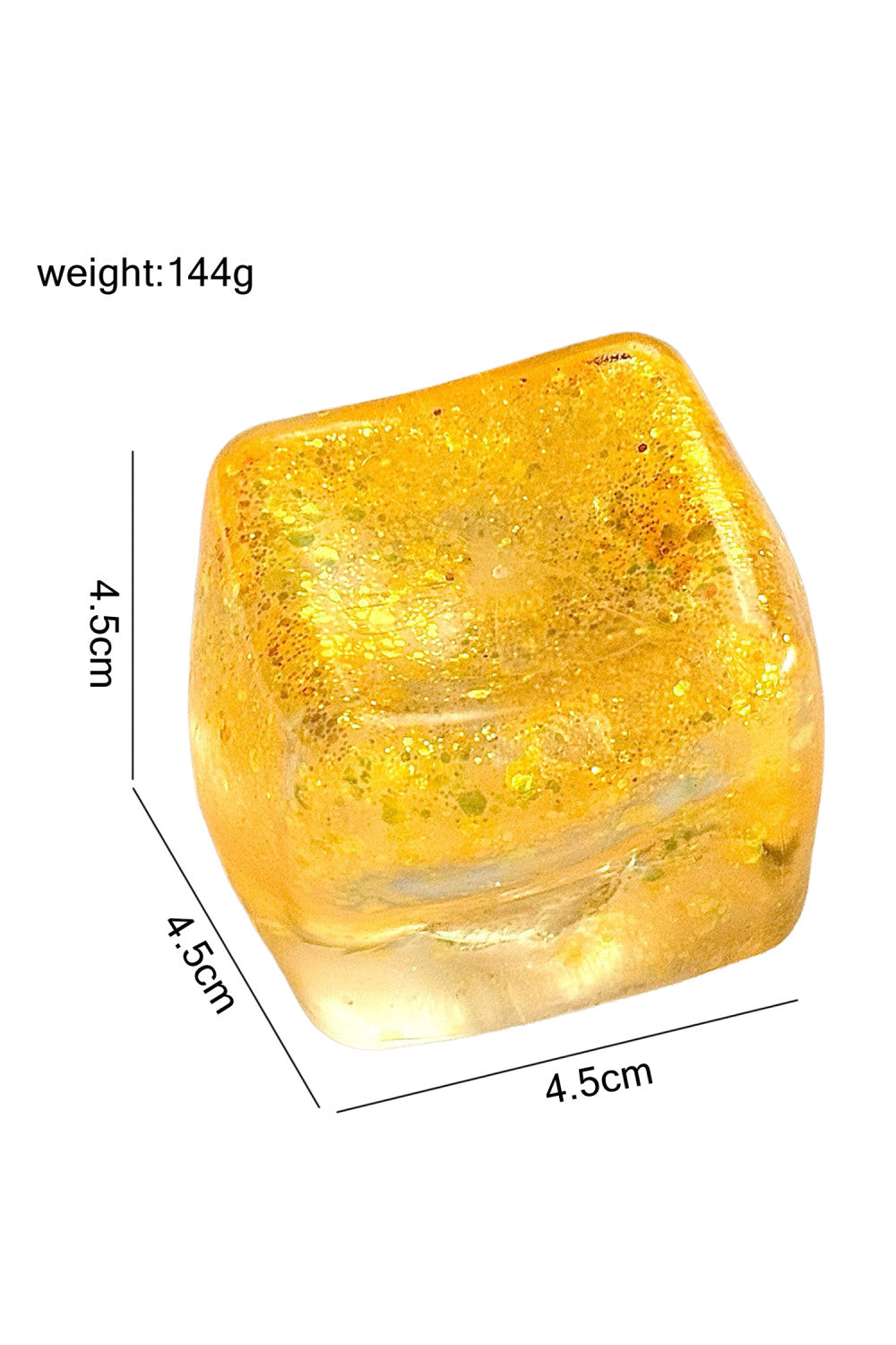 Yellow Glitter Cube Stress Relief Squeeze Toy - PREORDER