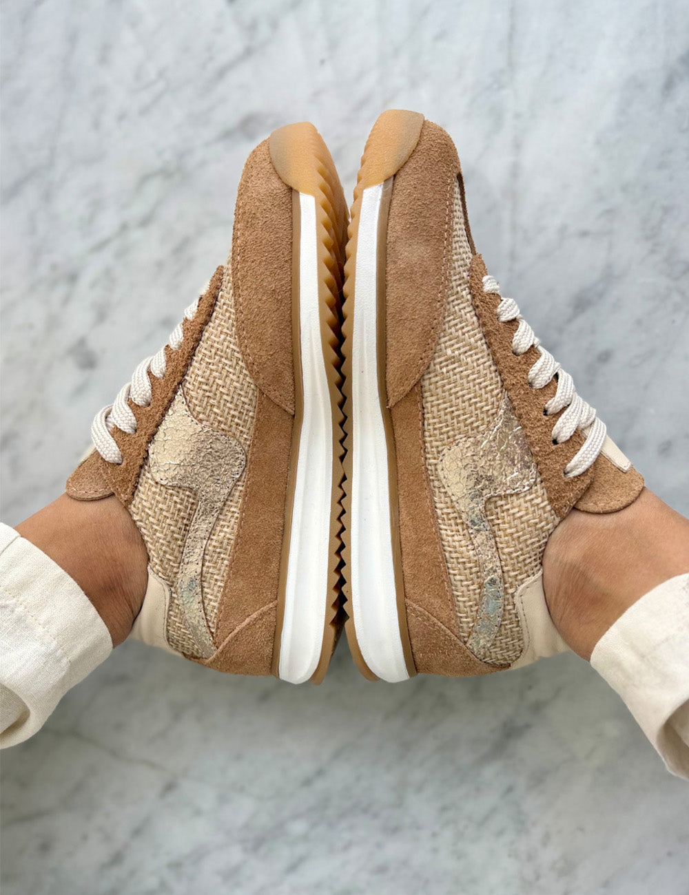 Made To Order Poema - Camel - Handmade Cow Leather Sneakers - PREORDER