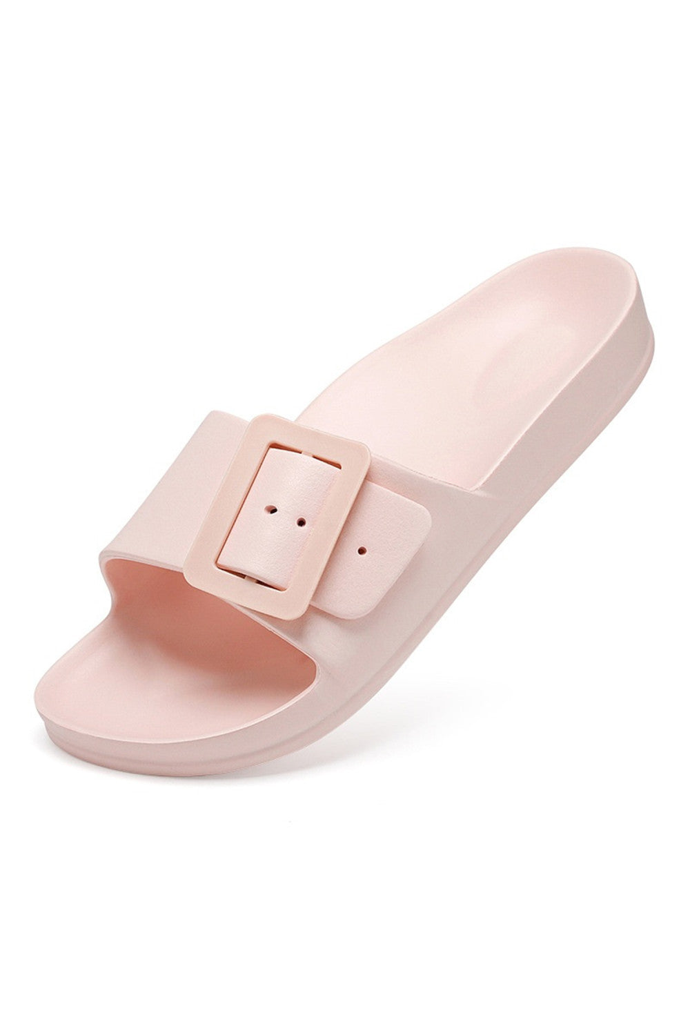 Light Pink Retro Buckle Open Toe Casual Slippers - PREORDER