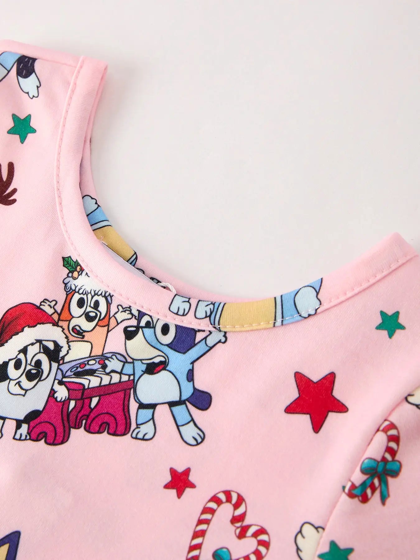 Winter Christmas Character Print Pink Girls Dress - PREORDER