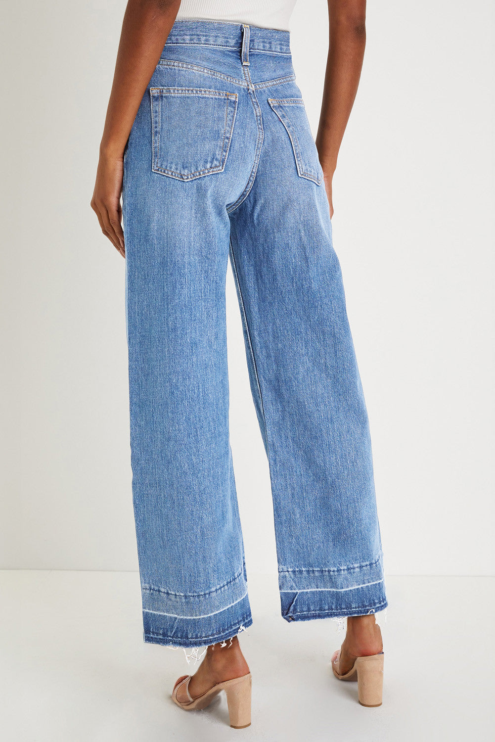 Dusk Blue Raw Hem Straight Leg Loose High Waist Jeans - PREORDER