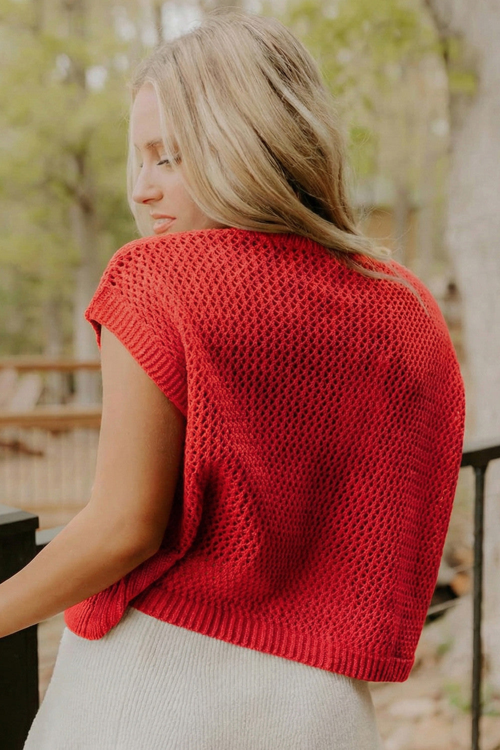 Fiery Red Flag Graphic Short Sleeve Sweater Top - PREORDER