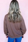 Brown Contrast Terry Bow Pattern Drop Shoulder Sweatshirt