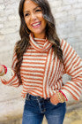 Orange Stripe Cowl Neck Drop Shoulder Sweater - PREORDER
