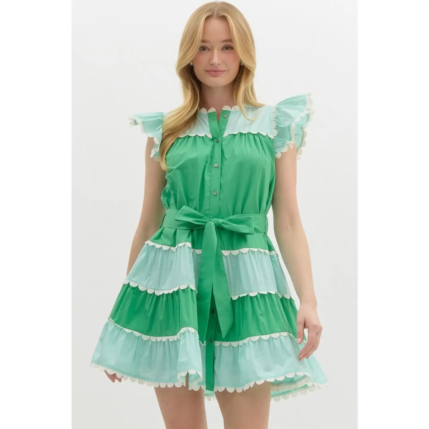 Colorblock Tiered Mini Dress