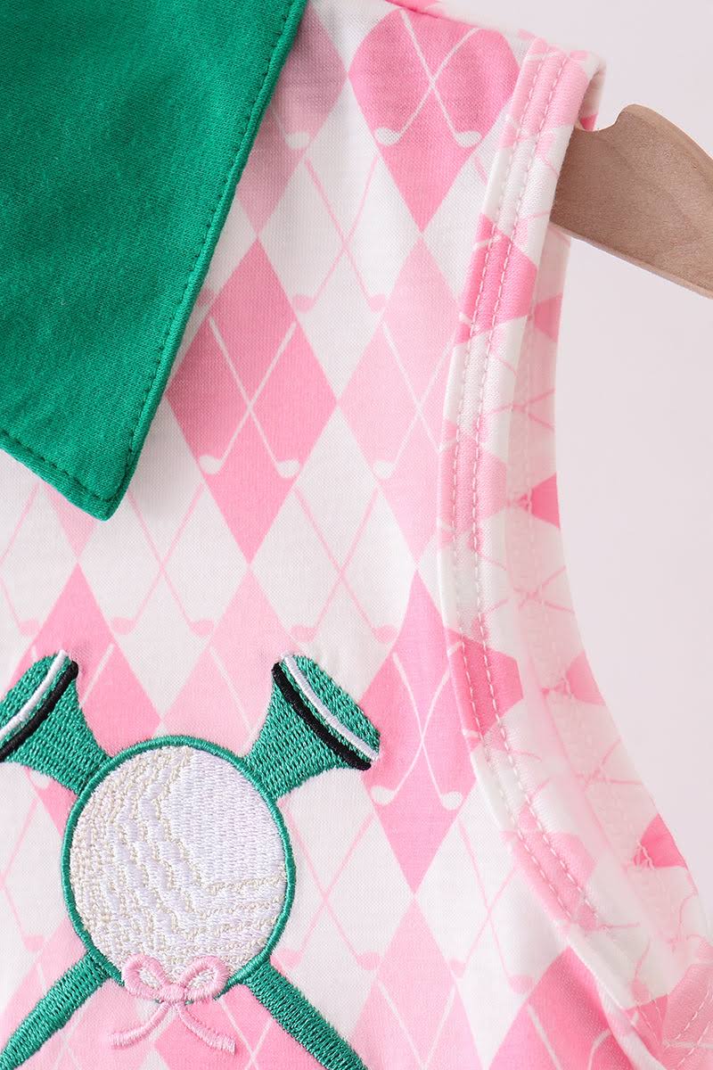 GIRLS GREEN GOLF POLO TENNIS DRESS