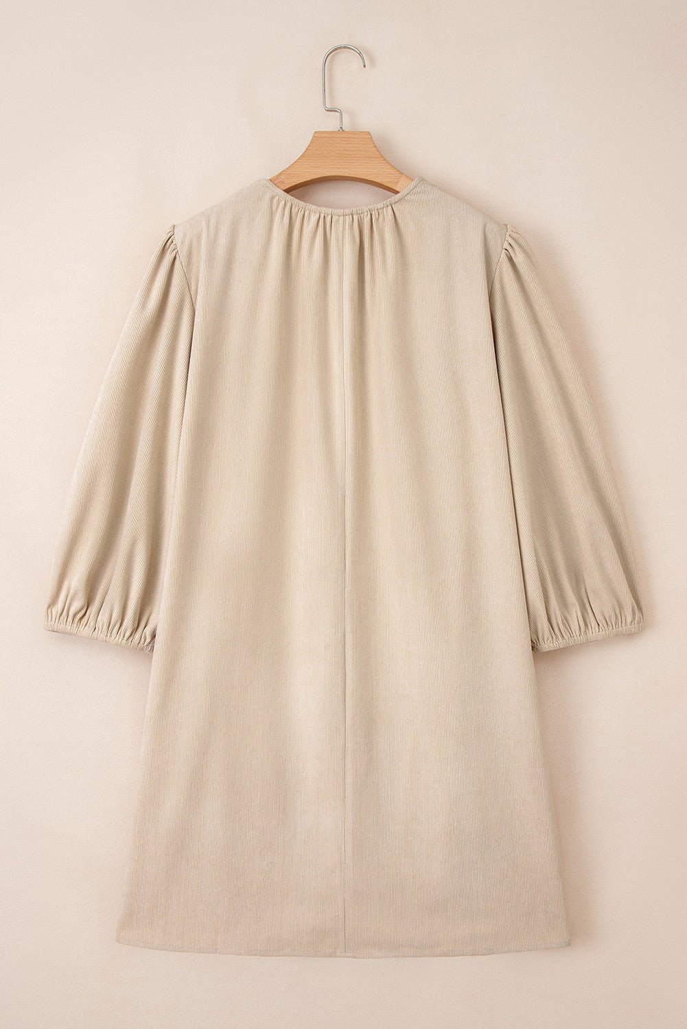 Parchment Notched Neck Scallop Detail Plus Size Mini Dress - PREORDER