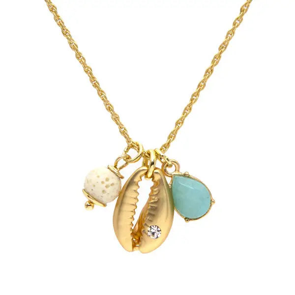 Gold Shell Essential Oil Charm Necklace