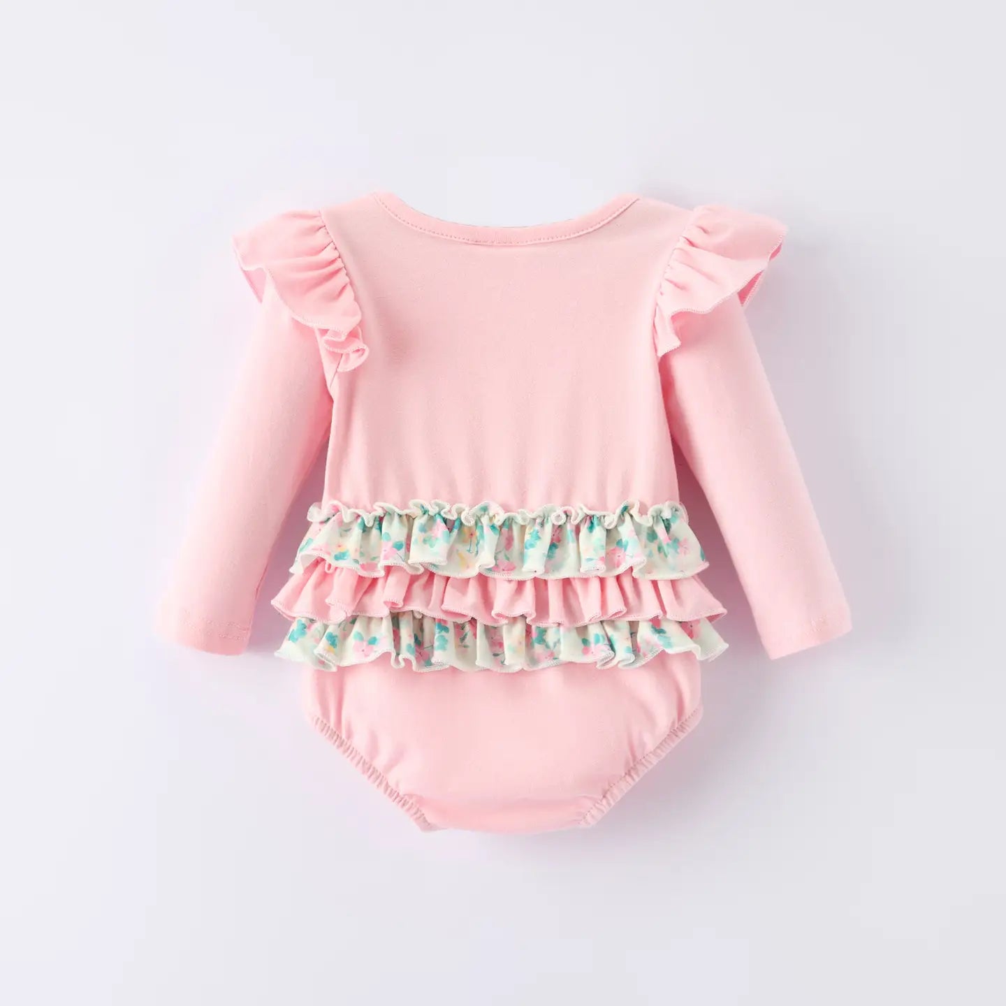 Sweet Clover Charm Embroidered Baby Pink Romper St. Patrick’S Day