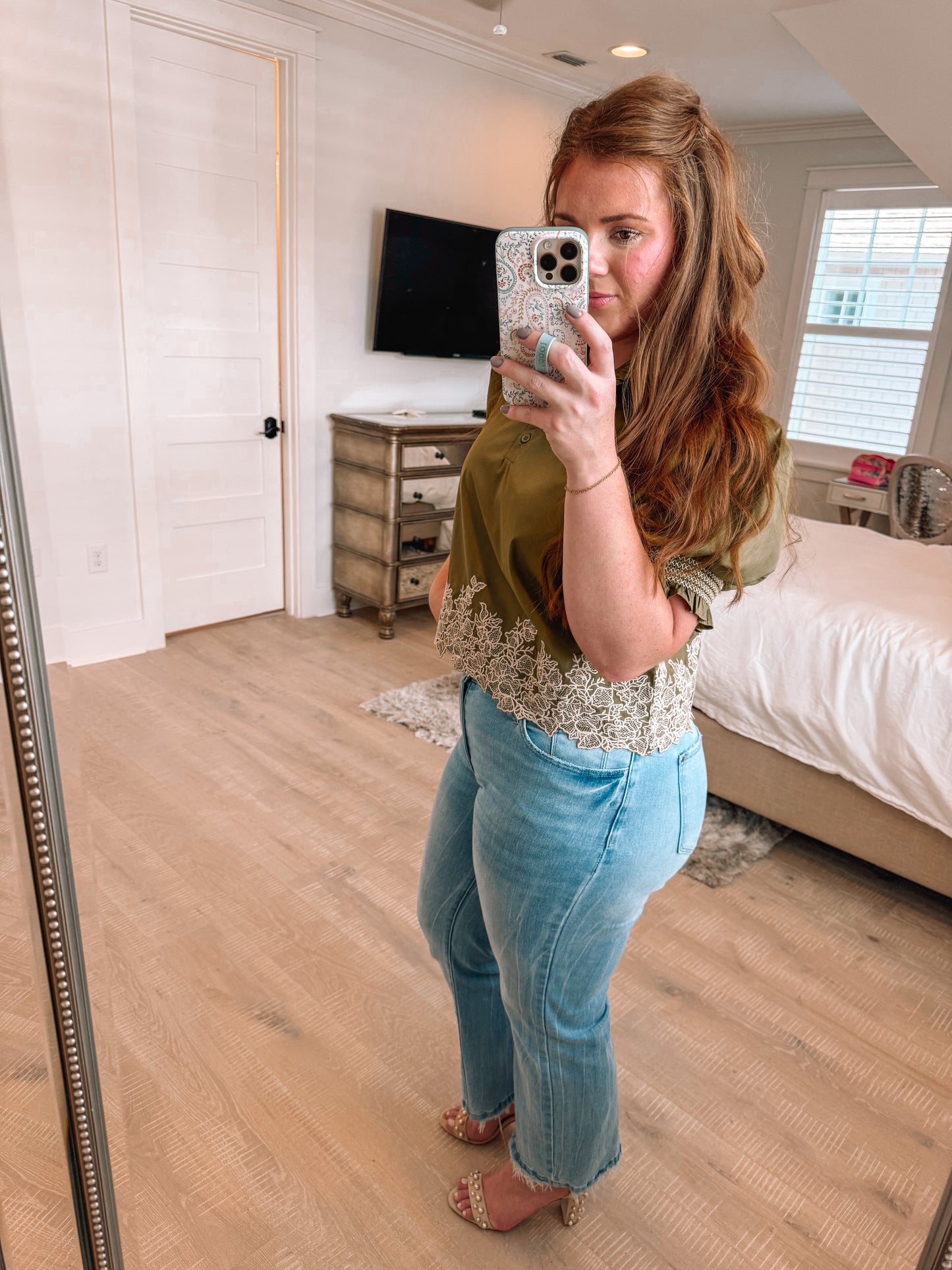 Moss Petal Embroidered Blouse