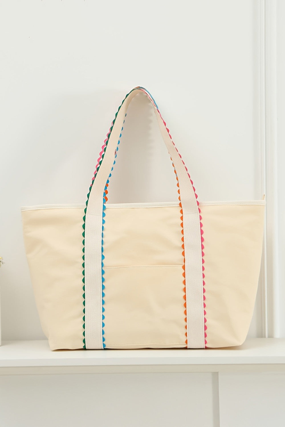 Colorful Ricrac Detail Canvas Tote Bag