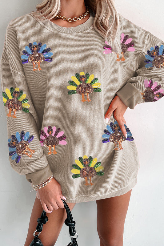 Turkey Graphic Corded Baggy Sweatshirt - PREORDER