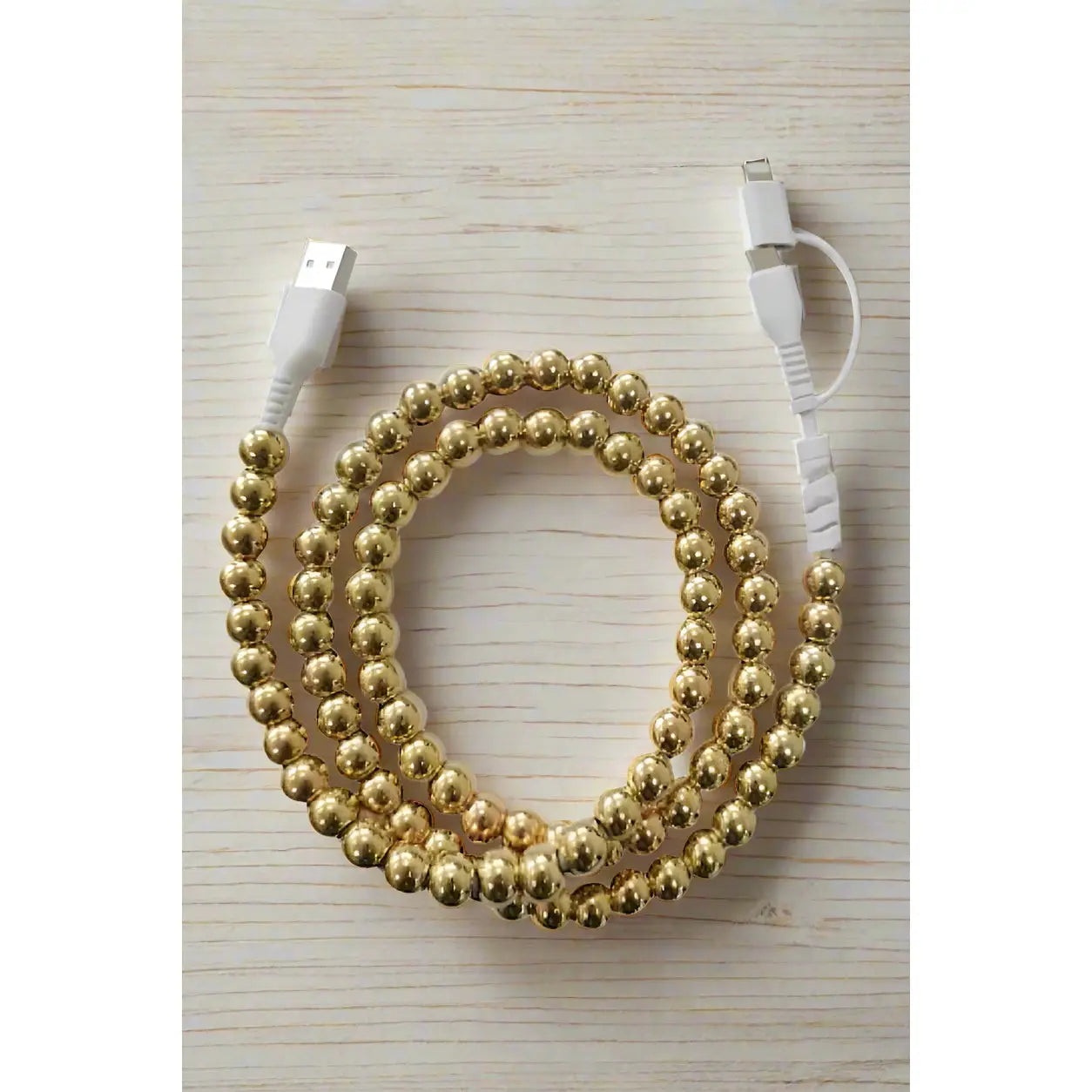 Gold Beaded Cord Phone Charger SHIPS IN MARCH