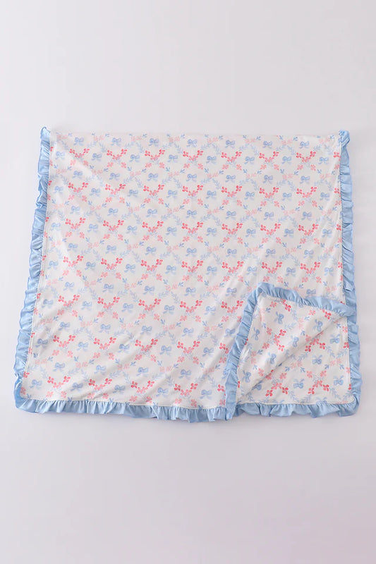BLUE BOW LATTICE PRINT BLANKET