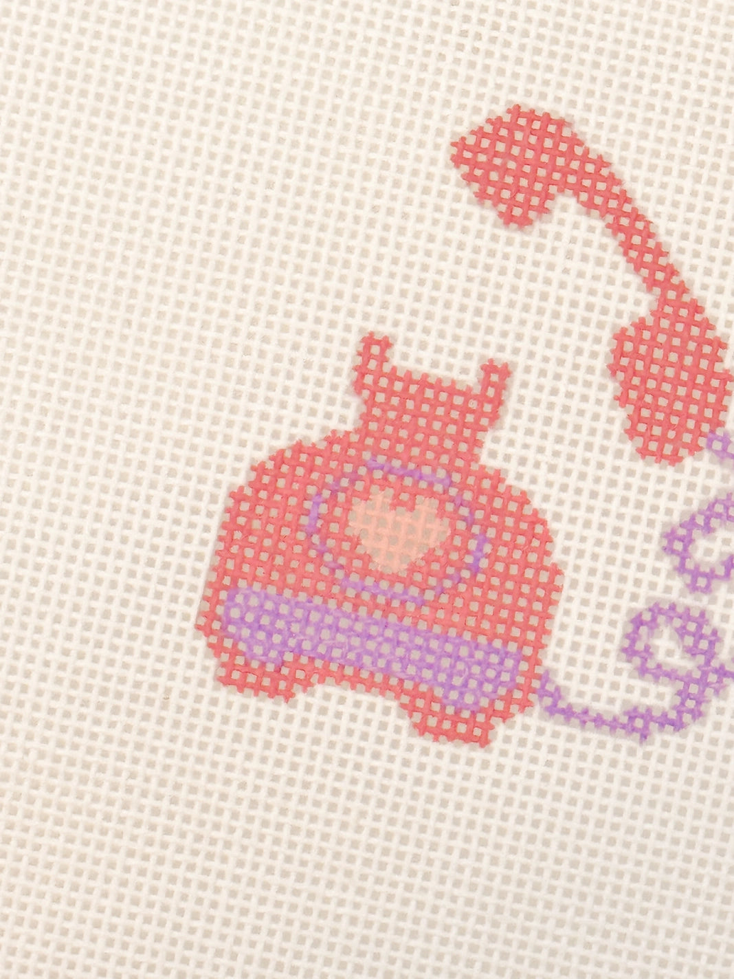 Heart Telephone Needlepoint Canvas, 2”x2” Mini Needlepoint Canvas