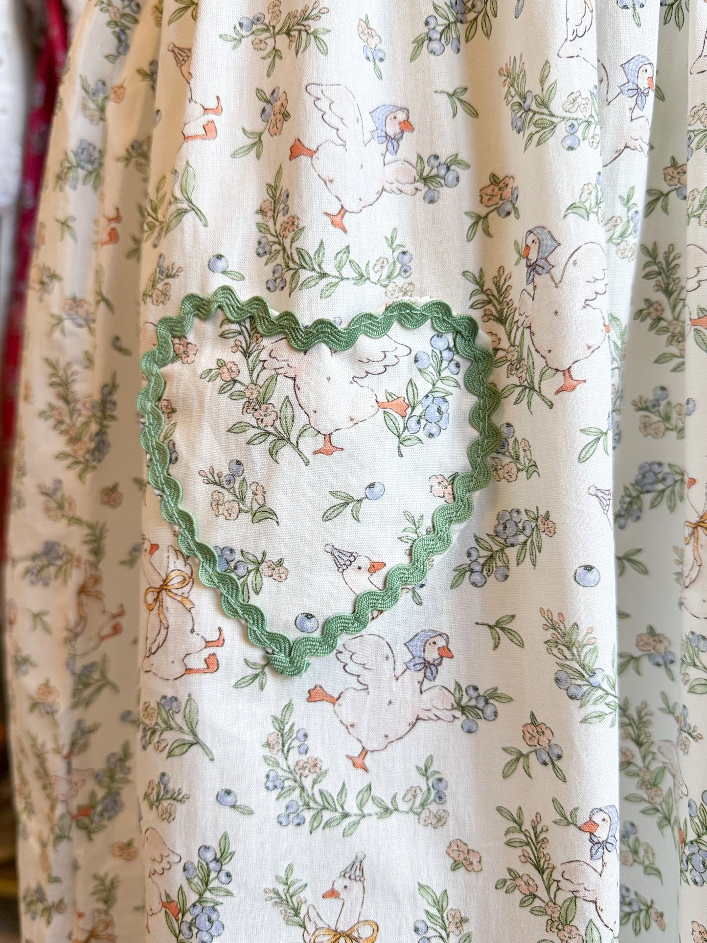 Vintage Floral Duck Embroidery Spring Girl Dress