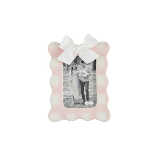Mud Pie Vertical Pink Gingham Bow Frame