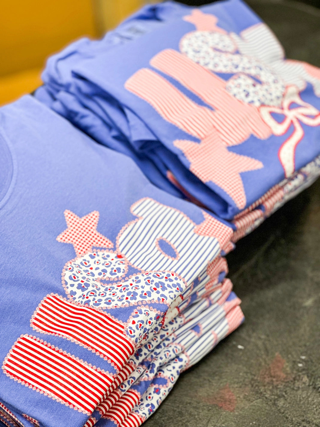Americana Patchwork | USA | Flo Blue | Short Sleeve - PREORDER