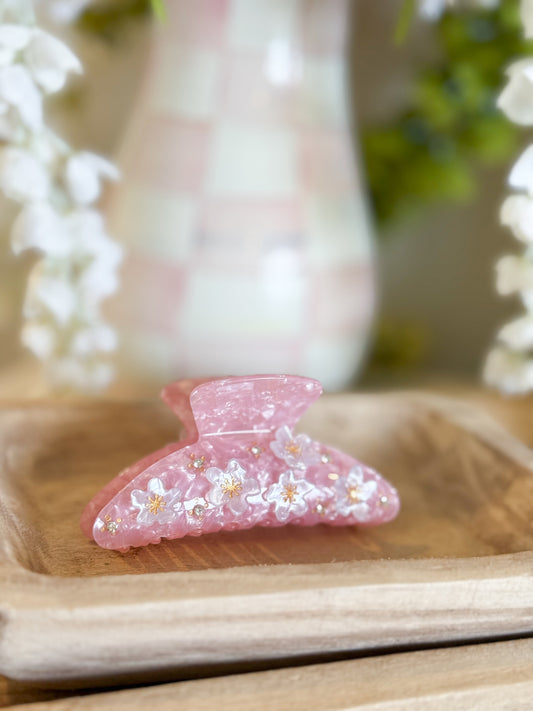 Large Spring Flowers Pink Hair Clip - PREORDER