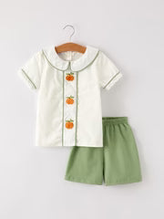 Thanksgiving & Halloween Pumpkin Applique Boy's Set - PREORDER