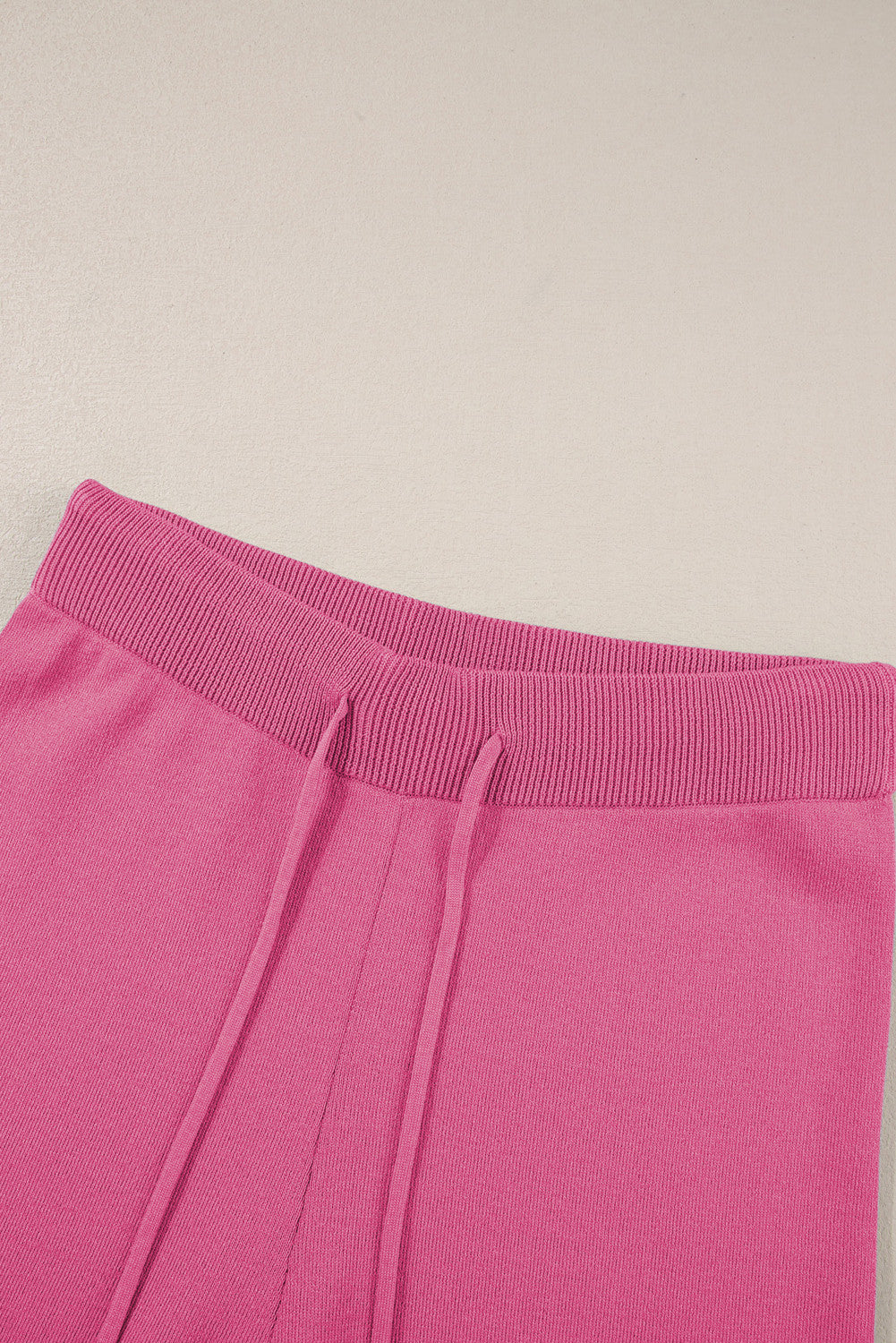 Bright Pink Contrast Trim Half Sleeve Top Drawstring Pants Loose 2pcs Sweater Suit - PREORDER