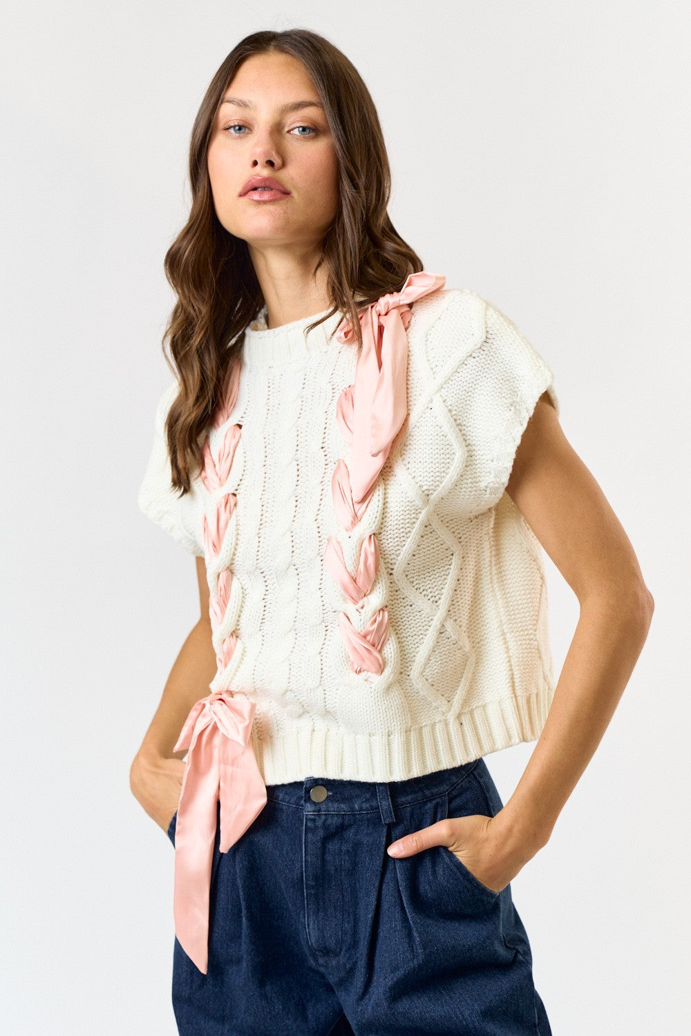 Hadly Satin Bow Sweater Tank