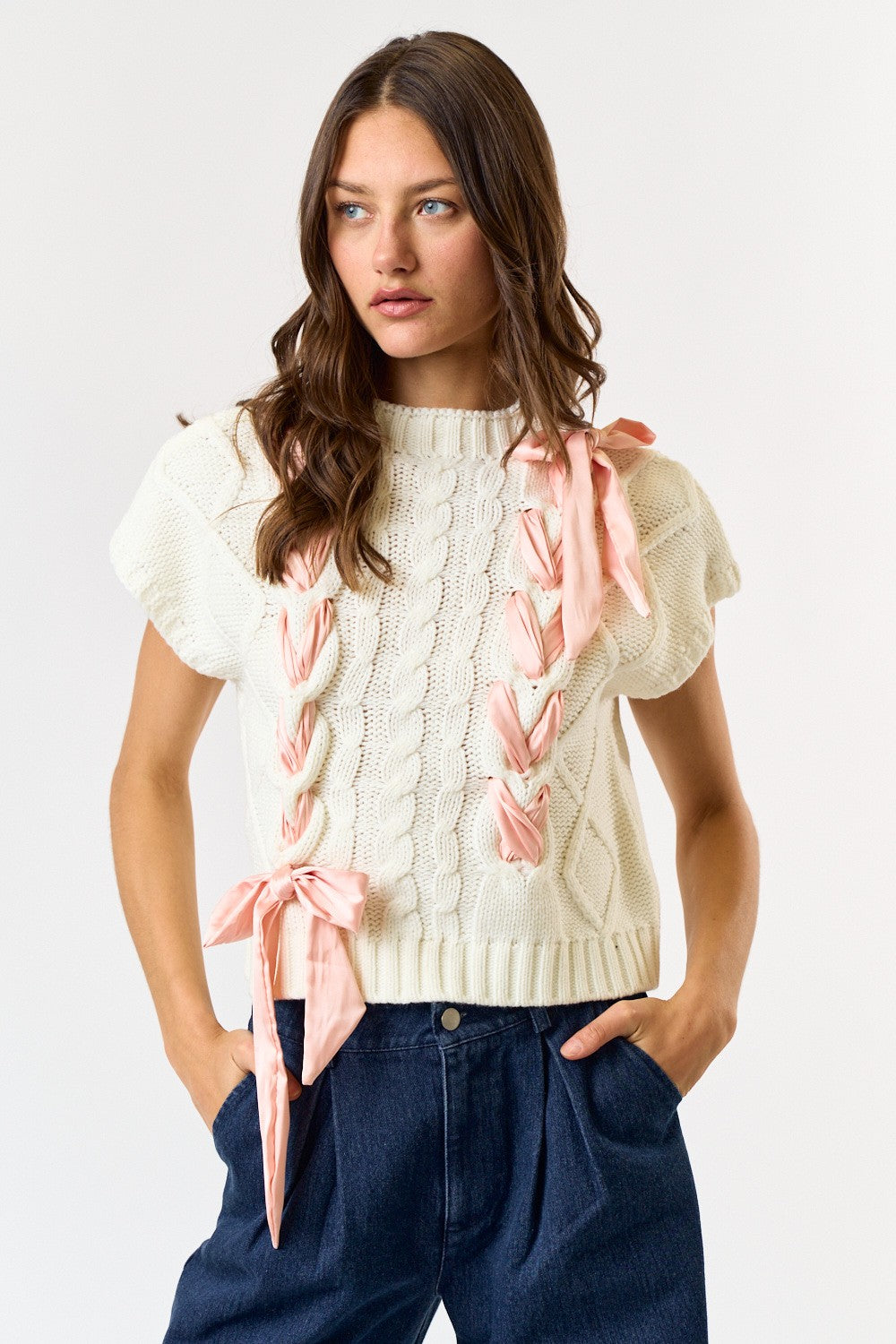 Hadly Satin Bow Sweater Tank