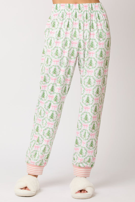 Christmas Tree&Bow Prints Loungewear Jogger Pants