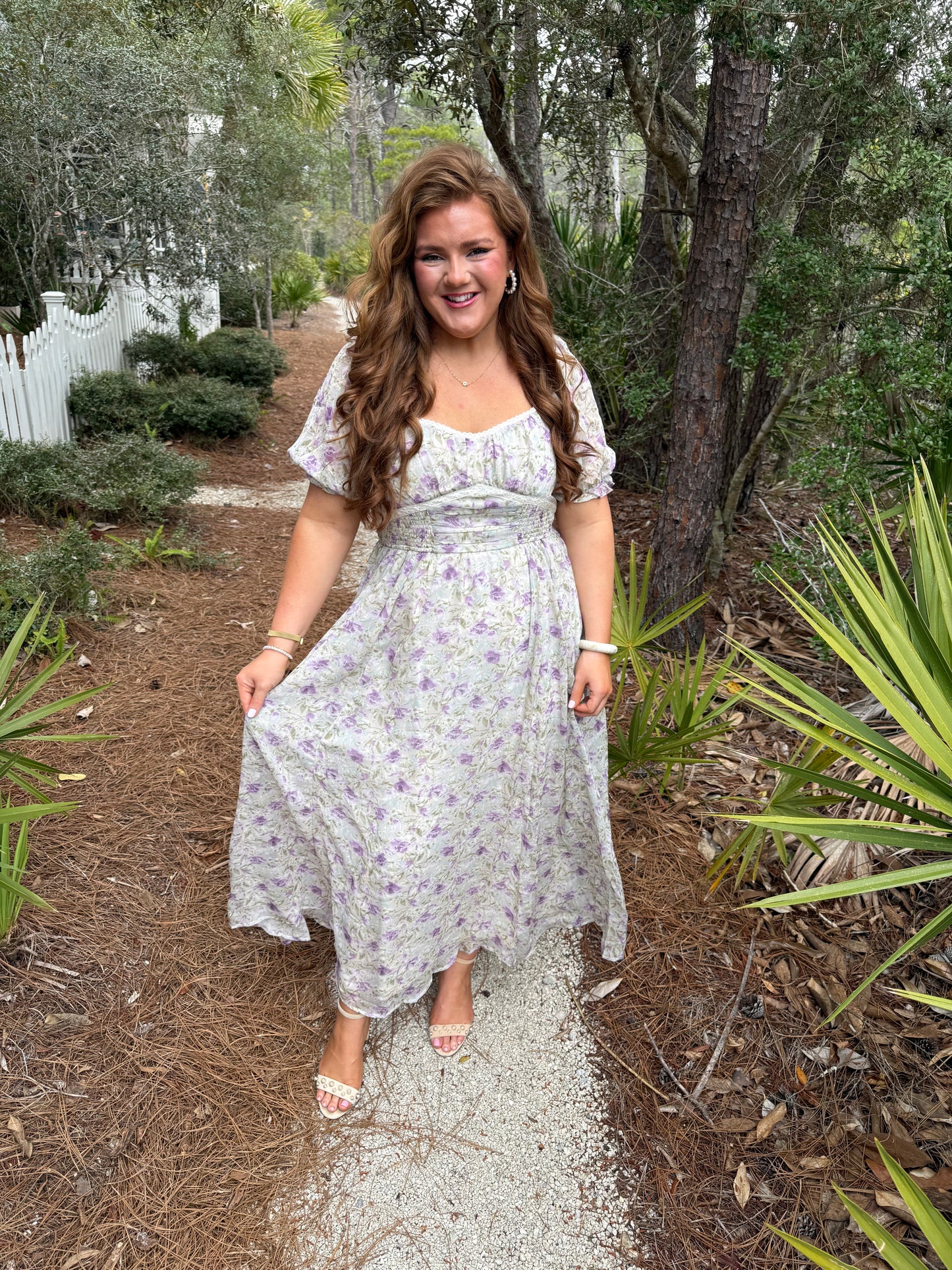 Floral Smocked Sweetheart Dress