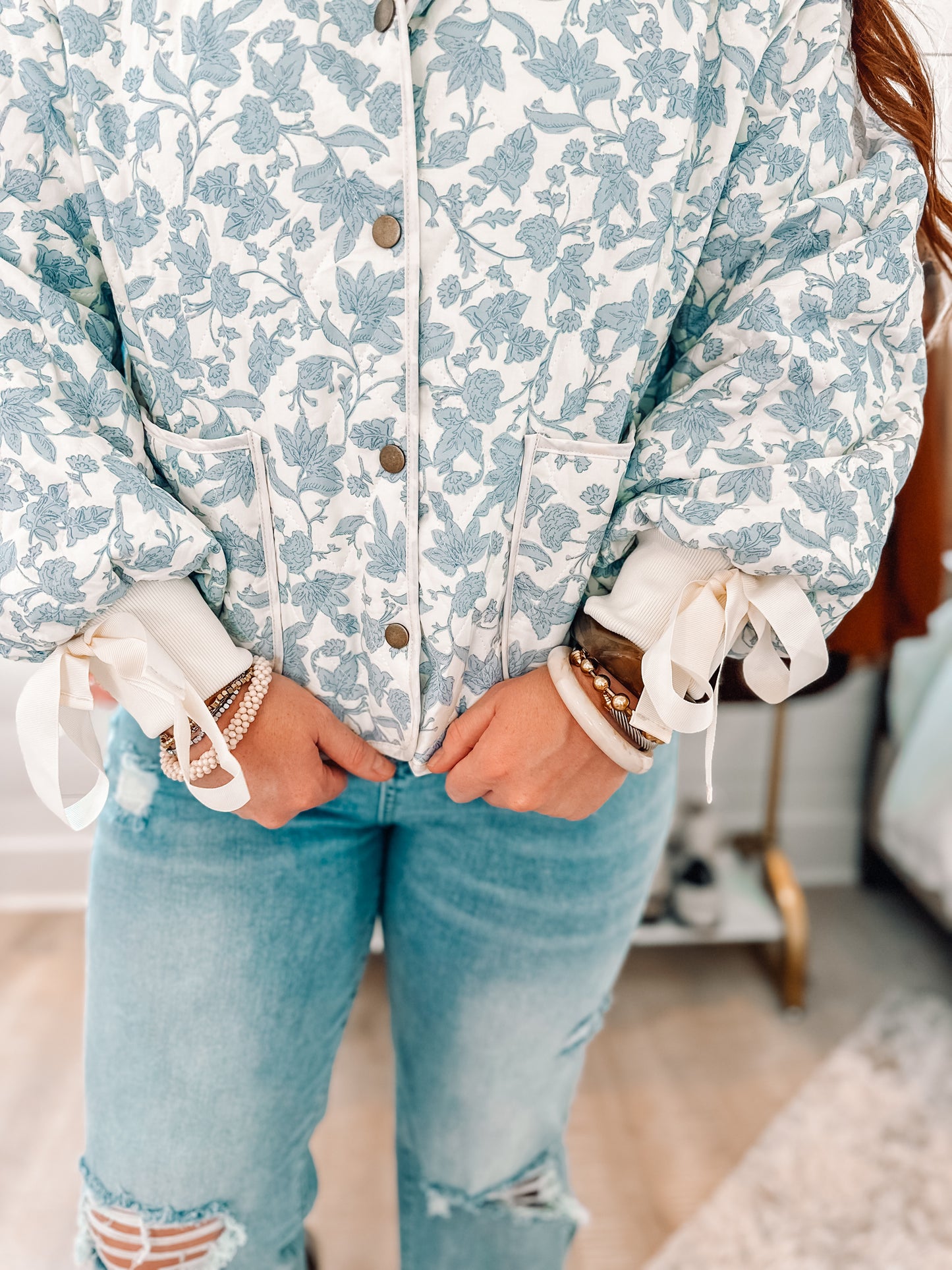 Floral Quilted Jacket With Bows (RESTOCK)