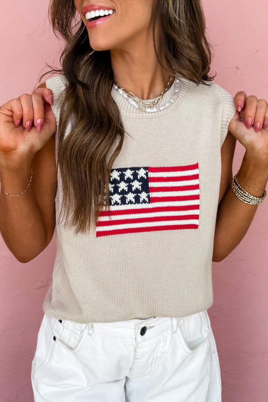 American Flag Sleeveless Sweater - PREORDER