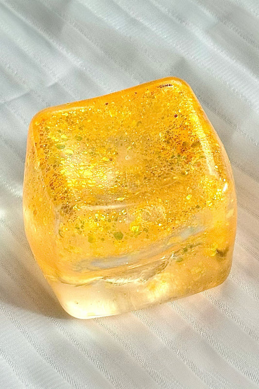 Yellow Glitter Cube Stress Relief Squeeze Toy - PREORDER